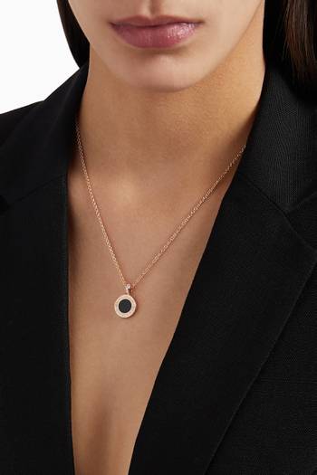 hover state of BVLGARI BVLGARI Mother of Pearl & Onyx Diamond Pavé Necklace in 18kt Rose Gold