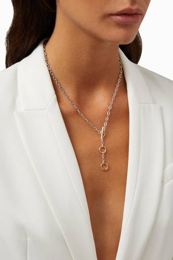hover state of DY Madison® Three Ring Chain Necklace with 18kt Yellow Gold 