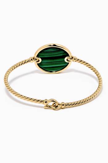 hover state of DY Elements® Bracelet with Malachite & Pavé Diamonds in 18kt Yellow Gold