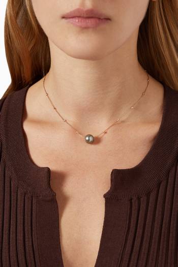hover state of Links of Love Pearl & Diamond Necklace in 18kt Rose Gold       