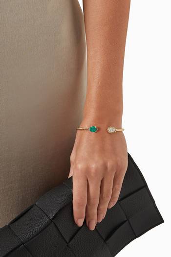 hover state of Serpent Bohème Double Motif Diamond & Malachite Bracelet in 18kt Yellow Gold         