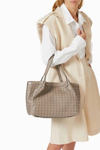 hover state of Small Secret Tote Bag in Mosaico Leather  