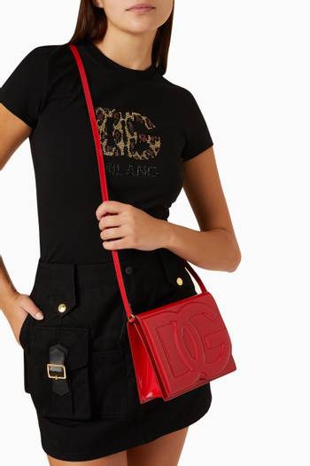 hover state of DG Logo Crossbody Bag in Patent Leather