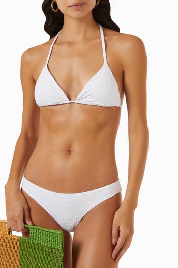 hover state of Basic Ruched Bikini Bottoms in Textured Stretch Nylon