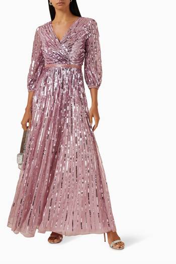 hover state of Sequin-embellished Maxi Gown