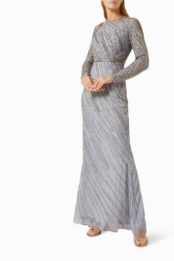 hover state of Embellished High Neck Trumpet Gown