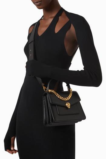 hover state of Serpenti Forever Chain Top Handle Bag in Nappa