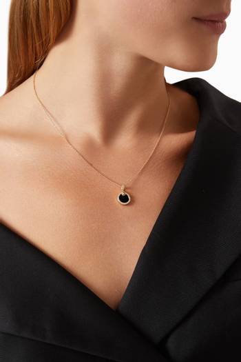 hover state of Petite DY Elements® Diamonds & Onyx Necklace in 18kt Gold