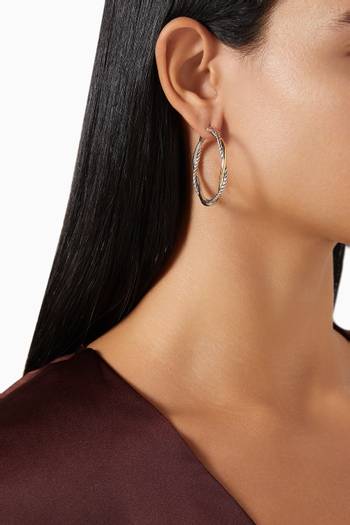 hover state of Petite Infinity Hoop Earrings in Sterling Silver & 14kt Yellow Gold