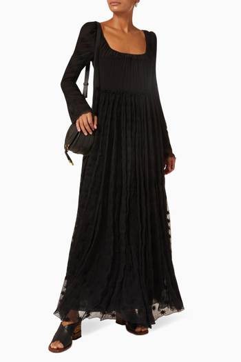 hover state of Embroidered Maxi Dress in Silk