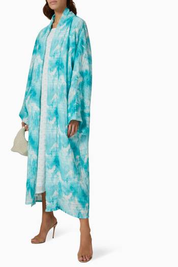 hover state of Gardenia Aqua Textured Midi Kimono Set