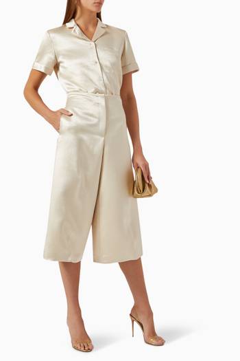 hover state of Wide-leg Culottes in Bonded-satin