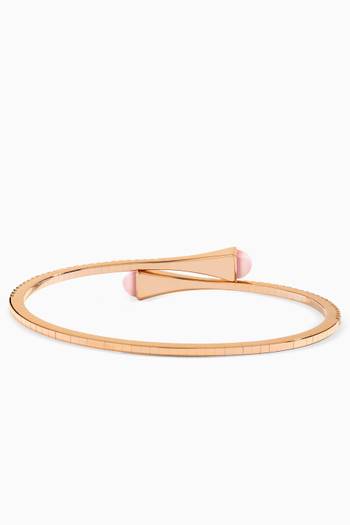 hover state of Cleo Diamond Slim Slip-on Bracelet with Pink Quartz in 18kt Rose Gold