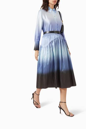 hover state of Dip-Dye Ombré Tiered Skirt in Italian Cotton-Blend