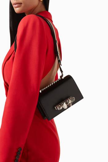 hover state of The Biker Mini Jewelled Satchel in Leather