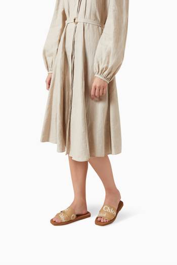 hover state of Woody Square-toe Flat Sandals in Linen