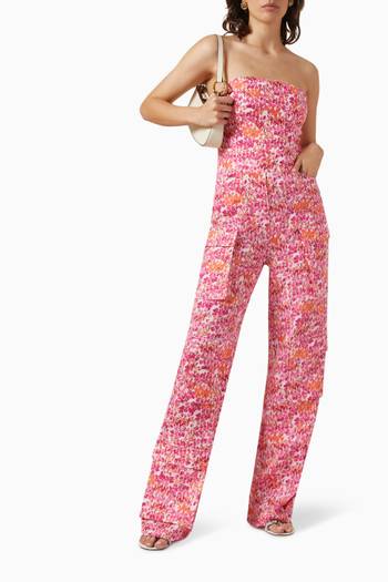 hover state of Floral-print Jumpsuit in Linen