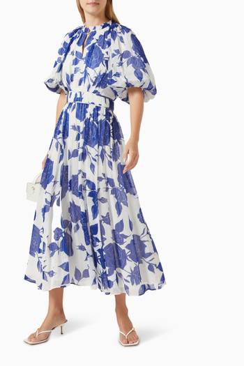 hover state of Elysium Blouson Midi Dress in Linen-blend