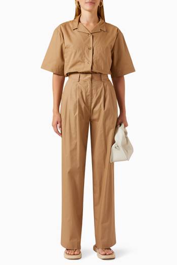 hover state of Wide-leg Tailored Pants in Cotton