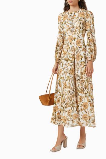 hover state of Chintz High Neck Dress in Linen