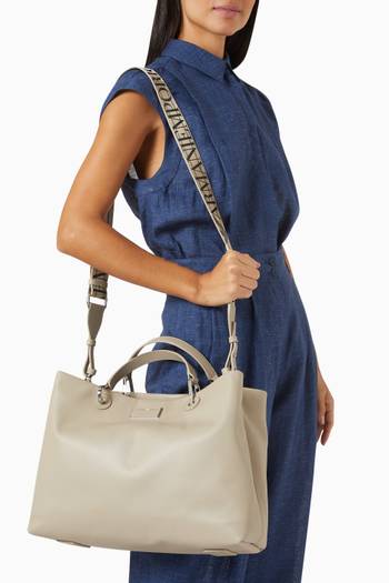 hover state of Medium Logo-plate Tote Bag in Eco-leather