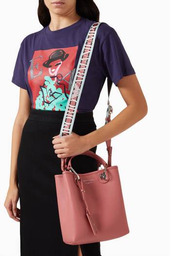 hover state of Deer-print Shopper Tote Bag in Faux-leather