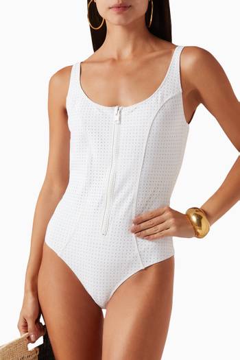 hover state of The Jasmine Perforated One-piece Swimsuit