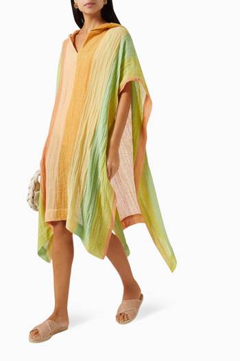 hover state of The Beach Midi Poncho in Striped Gauze