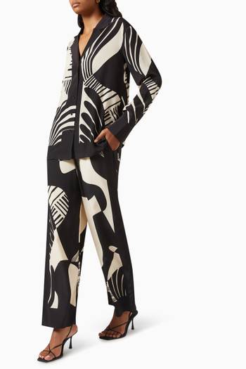 hover state of Realisme Abstract-print Pants in Silk-crepe