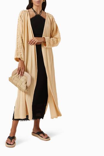 hover state of Kolonte Long Cardigan in Cotton-jute