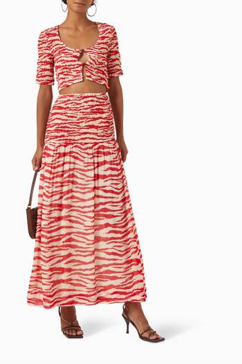 hover state of Printed Smock Maxi Skirt in Georgette