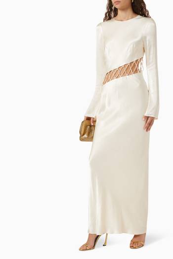 hover state of Arienzo Asymmetrical Maxi Dress in Viscose-blend