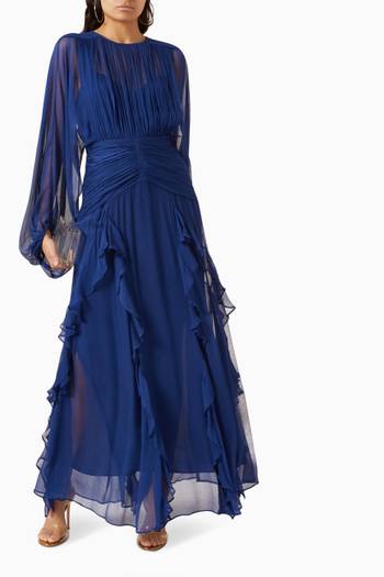 hover state of Isola Balloon-sleeve Maxi Dress in Chiffon