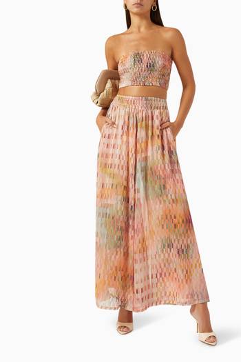 hover state of Roksana Bandeau Printed Crop Top in Chiffon