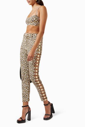 hover state of Leopard-print Pants in Denim