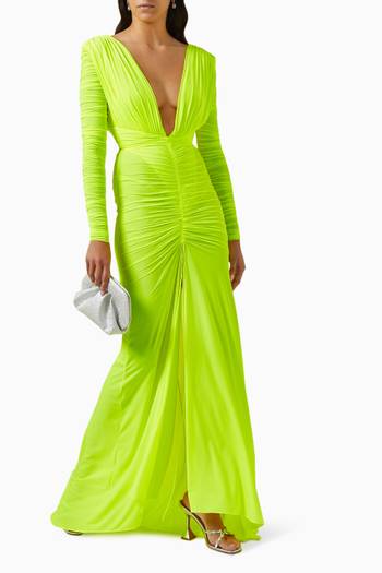 hover state of Dalton Ruched Gown in Lycra