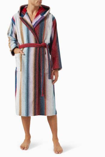 hover state of Clancy Hooded Bathrobe in Lamé Terrycloth