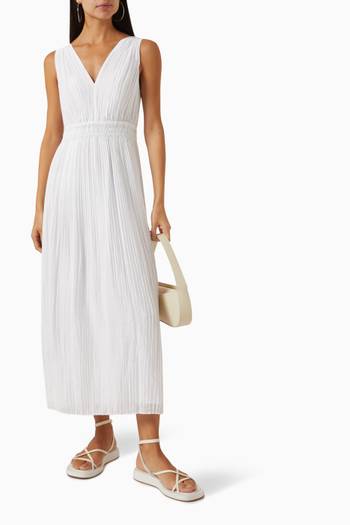 hover state of Pleated Double V-neck Maxi Dress in LENZING™ ECOVERO™-blend