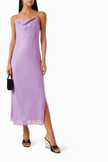 hover state of Crinkle Cowl-neck Maxi Dress in Silk