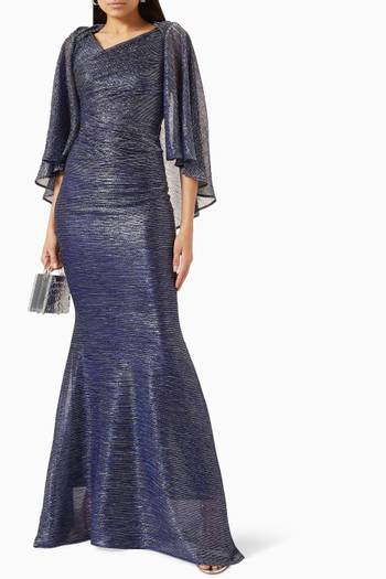 hover state of Cape Maxi Dress in Metallic-voile