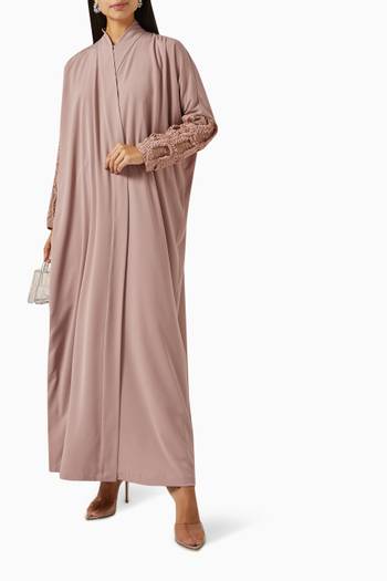 hover state of Knotted-sleeve Abaya in Crepe