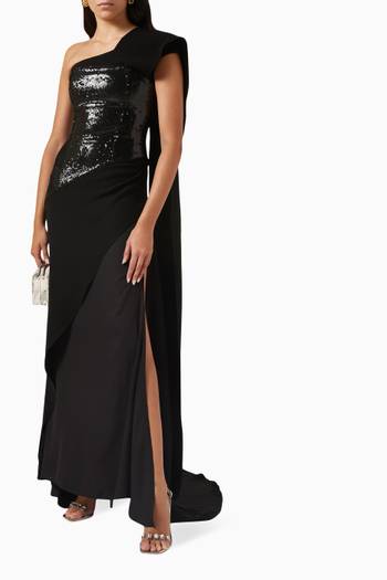 hover state of Mantella Drop-waist Sequined Gown