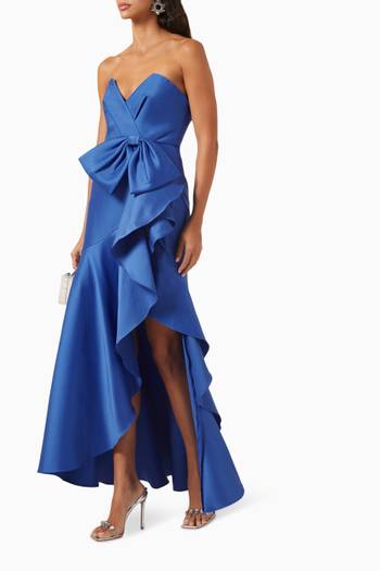 hover state of Ruffle Bow Gown in Stretch-mikado