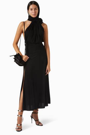 hover state of Hooded Rose Midi Dress in Jersey