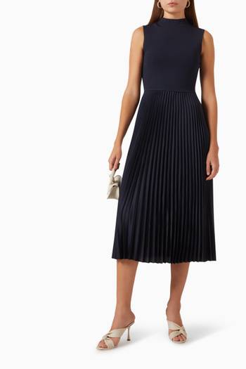 hover state of Pleated Midi Dress in Satin