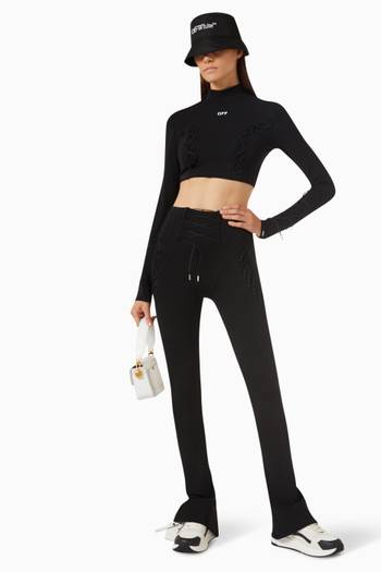 hover state of Lace-up Turtleneck Top in Viscose-knit
