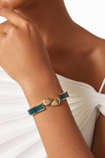 hover state of Serpenti Forever Bangle Bracelet in Brass & Karung Leather