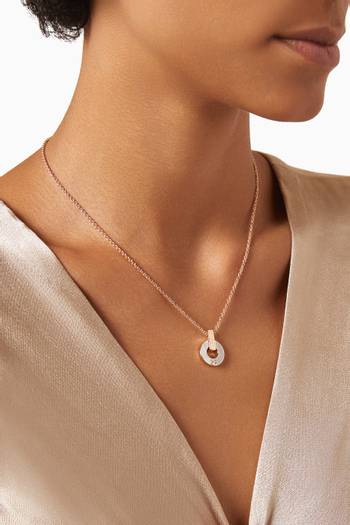 hover state of BVLGARI BVLGARI Openwork Diamond & Mother of Pearl Necklace in 18kt Rose Gold
