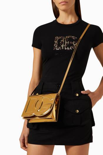 hover state of DG Logo Crossbody Bag in Mirror Leather