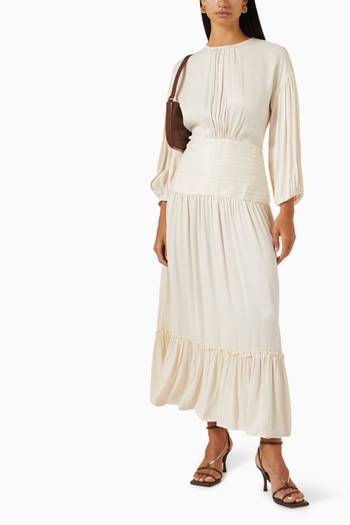 hover state of Ruched Midi Dress in Crepe Satin